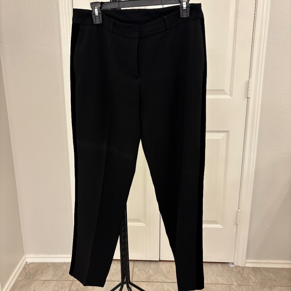 S.Oliver Black Label Dress Pants – Black Tuxedo Style Velvet Stripe